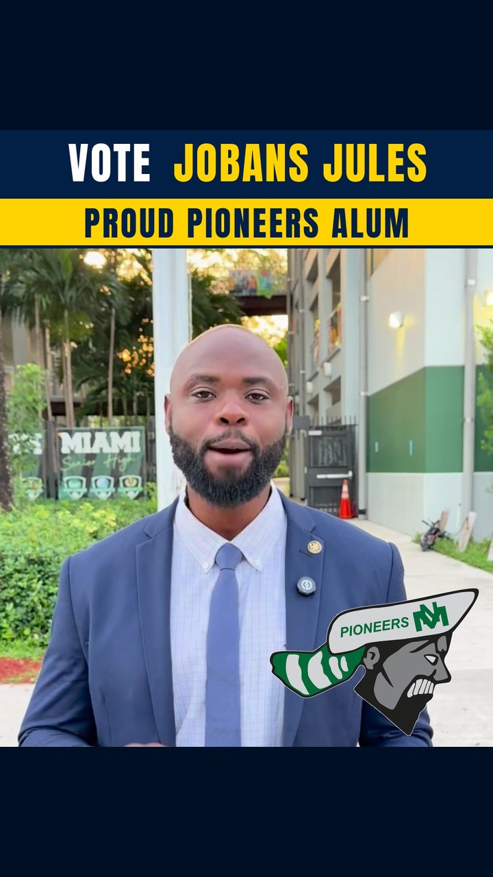 Jobans Jules, North Miami Senior High class of 2007, speaking to fellow Pioneers alumni